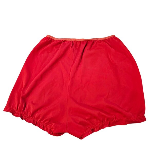 VTG 60s Red Nylon Bloomers Pinup Sissy Size M To L Ruffle Leg‎ Lingerie Shorts - Picture 5 of 11